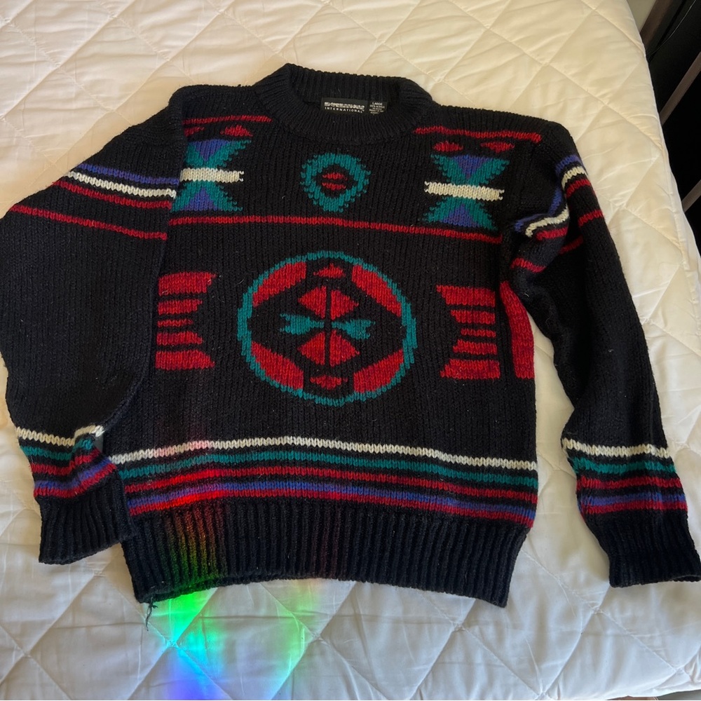 Expressions Multicolor Geometric Crewneck Sweater